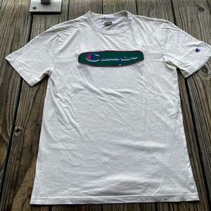 Champion Authentic White Embroidered Logo Short Sleeve T Shirt Men's Size S